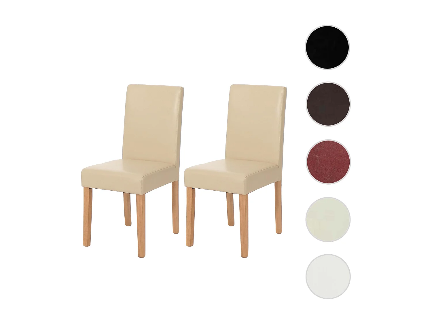 Esszimmerstuhl Littau (2er-Set), Leder, creme, helle Beine