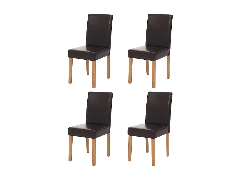 Eetkamerstoel Littau (set van 4),  kunstleer, bruin, lichte poten