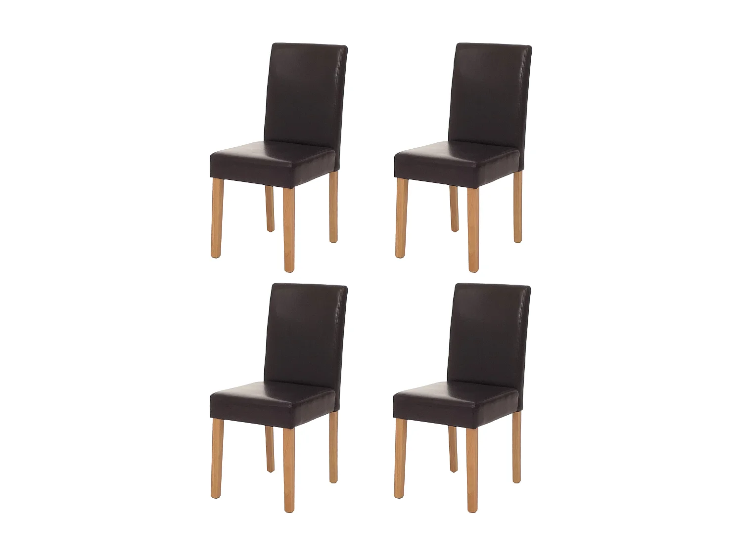 Set 4x sedie Littau ecopelle soggiorno cucina sala da pranzo 43x56x90cm marrone piedi chiari