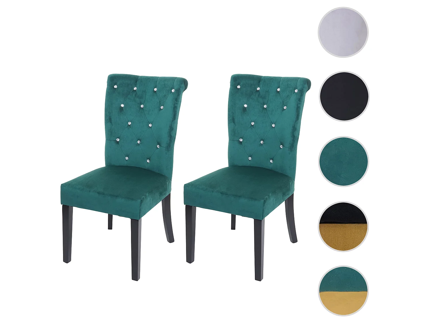 Krzesło do jadalni MCW-D22 (zestaw 2 sztuk),  ciemnozielony, czarne nogi