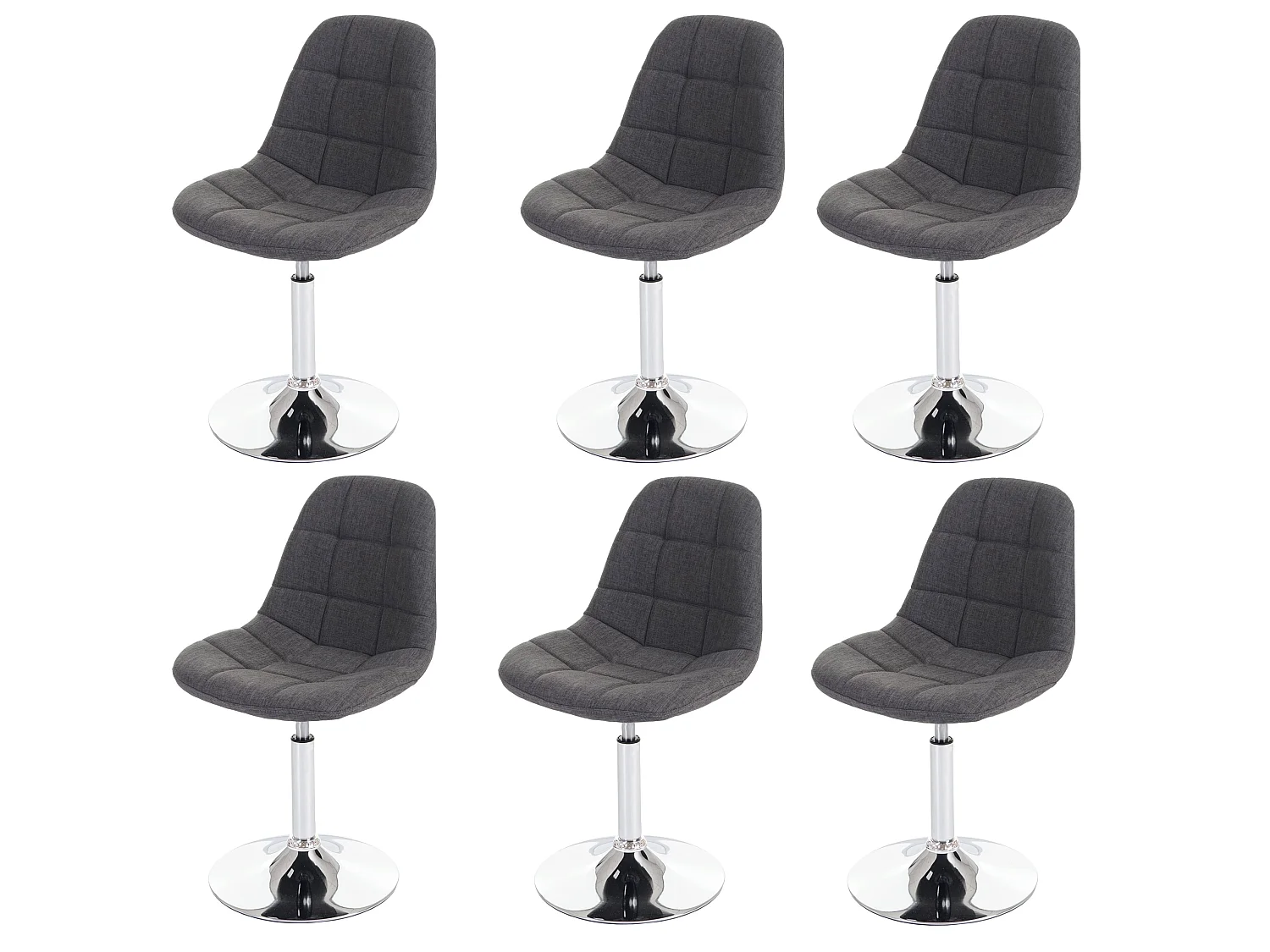Set 6x sedie girevoli sgabello MCW-A60 design moderno sala pranzo tessuto grigio