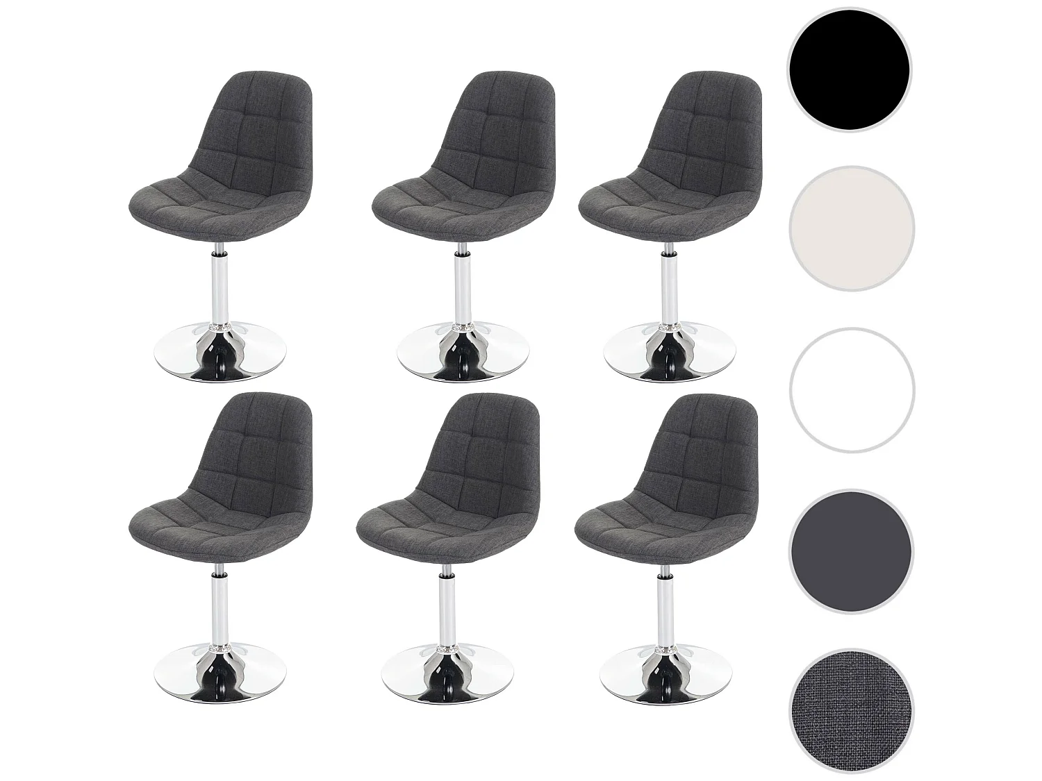 Cadeira de jantar MCW-A60 (conjunto de 6),  têxtil cinzento claro