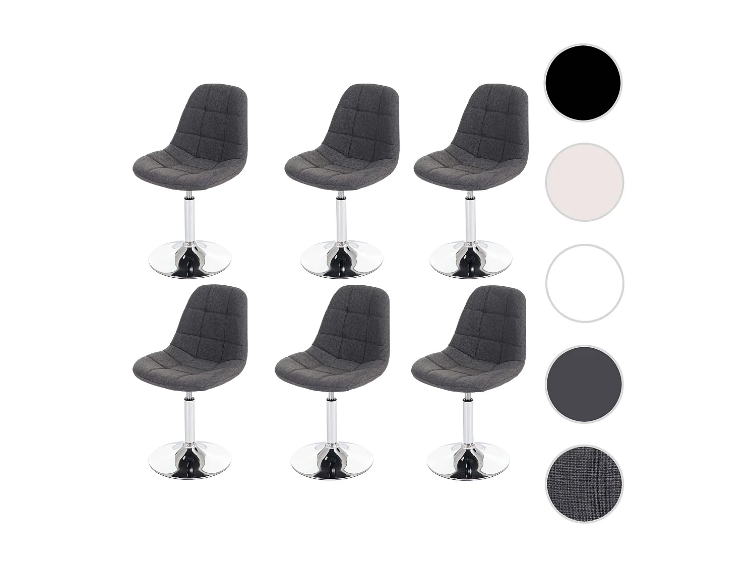 Chaise de salle à manger MCW-A60 (lot de 6),  tissu gris clair