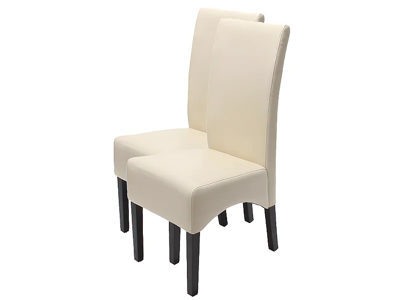 Silla de comedor Crotone (set de 2),  crema, patas oscuras