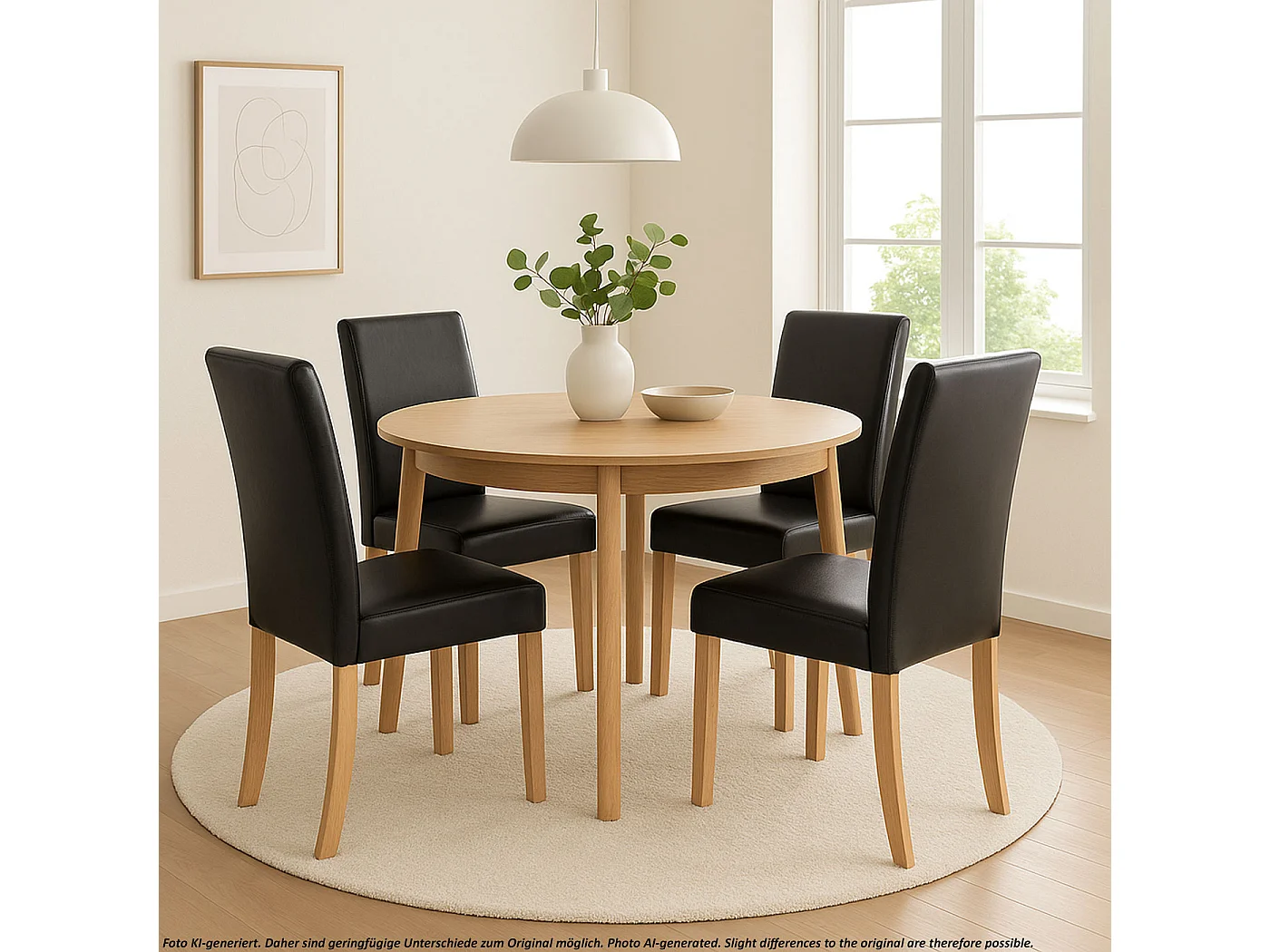 Chaise de salle à manger Littau (lot de 2),  cuir reconstitué noir, pieds clairs