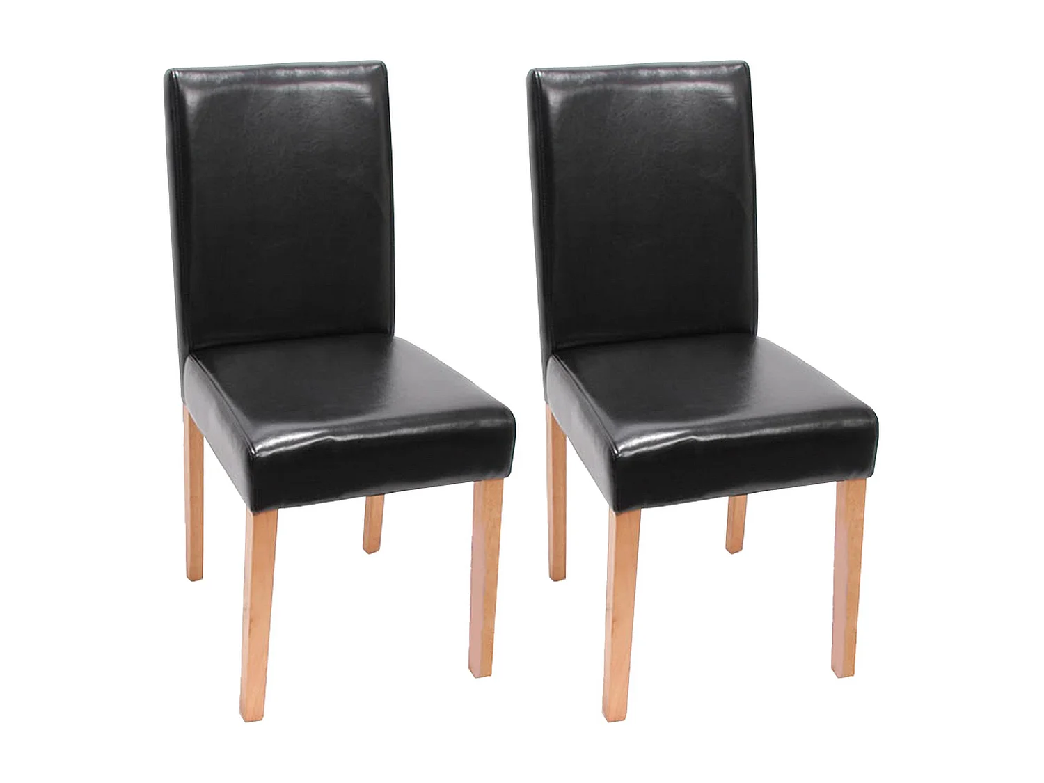 Chaise de salle à manger Littau (lot de 2),  cuir reconstitué noir, pieds clairs