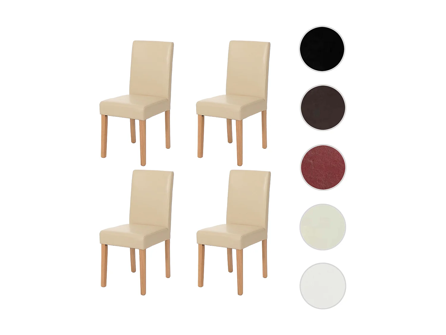 Eetkamerstoel Littau (set van 4),  kunstleer, crèmekleurige poten