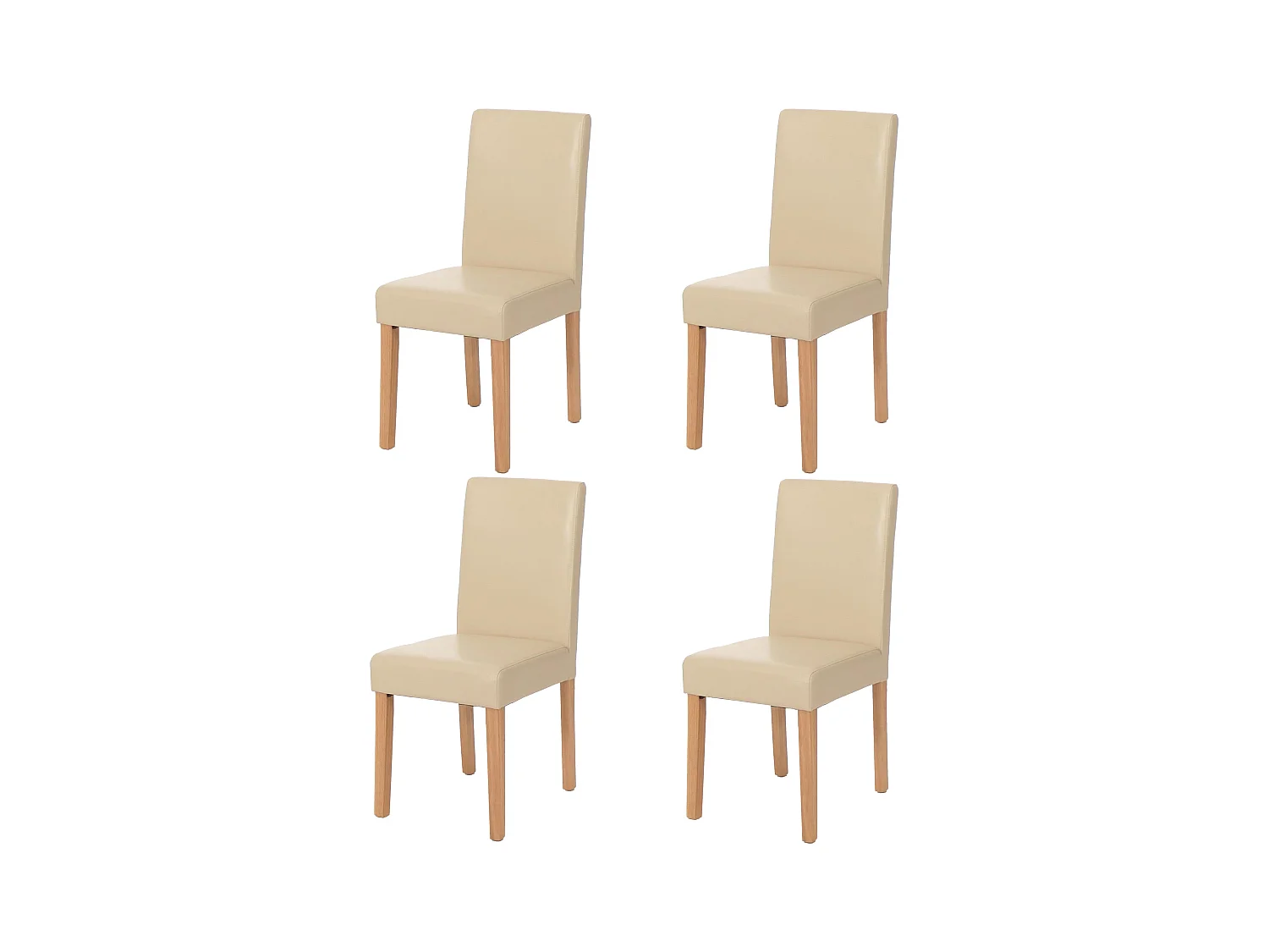 Chaise de salle à manger Littau (lot de 4),  simili-cuir, crème, pieds clairs