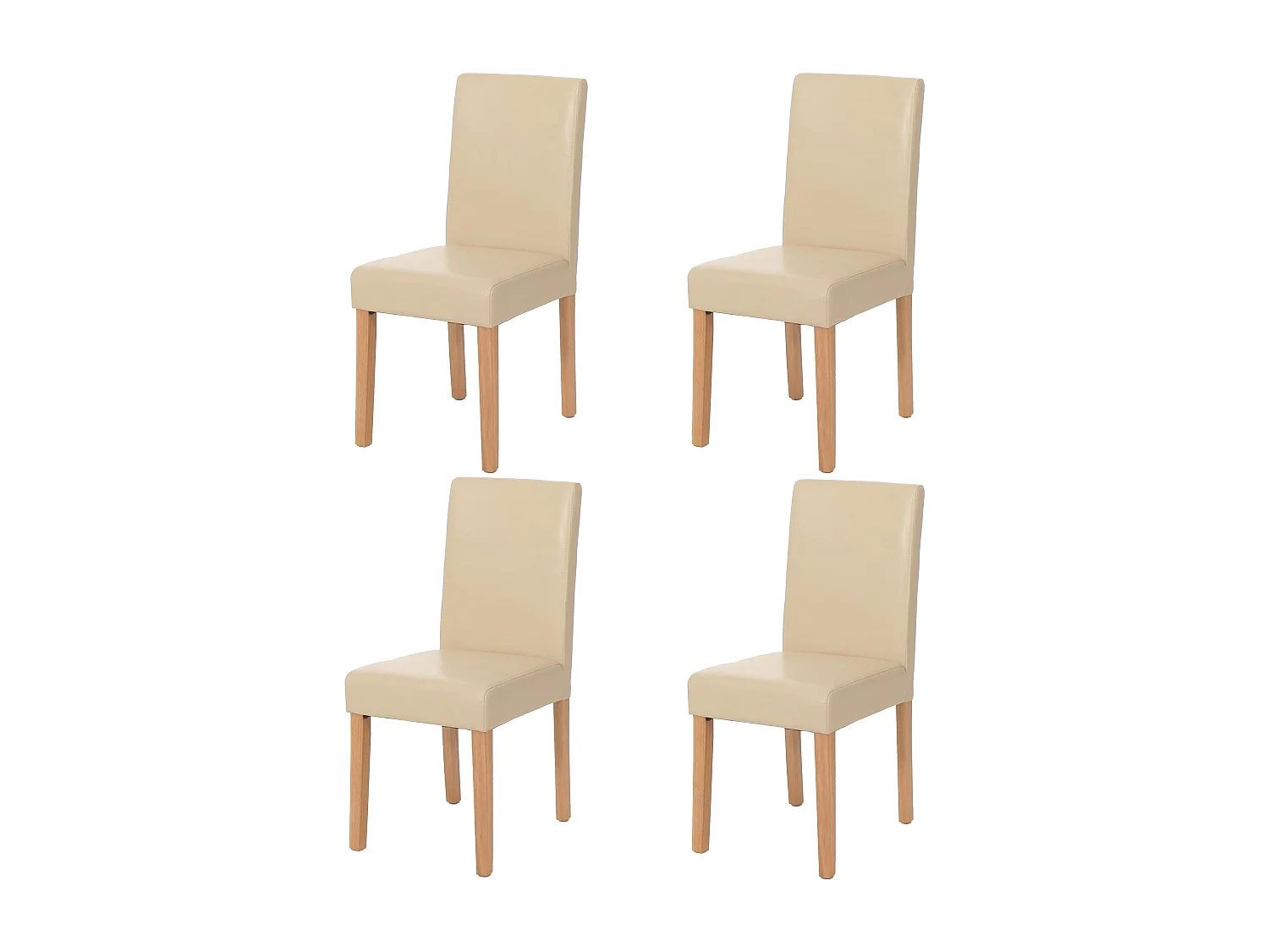 Chaise de salle à manger Littau (lot de 4),  simili-cuir, crème, pieds clairs