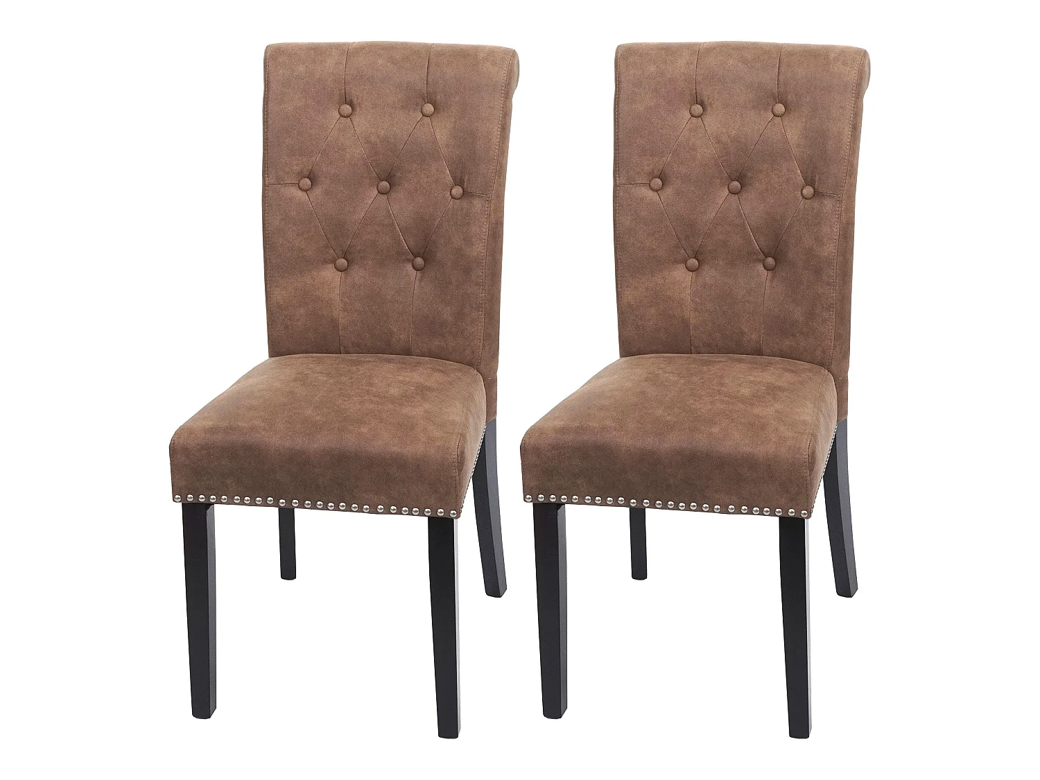 Krzesło do jadalni Chesterfield II (zestaw 2 sztuk),  tkanina/tekstylia brązowe, ciemne nogi