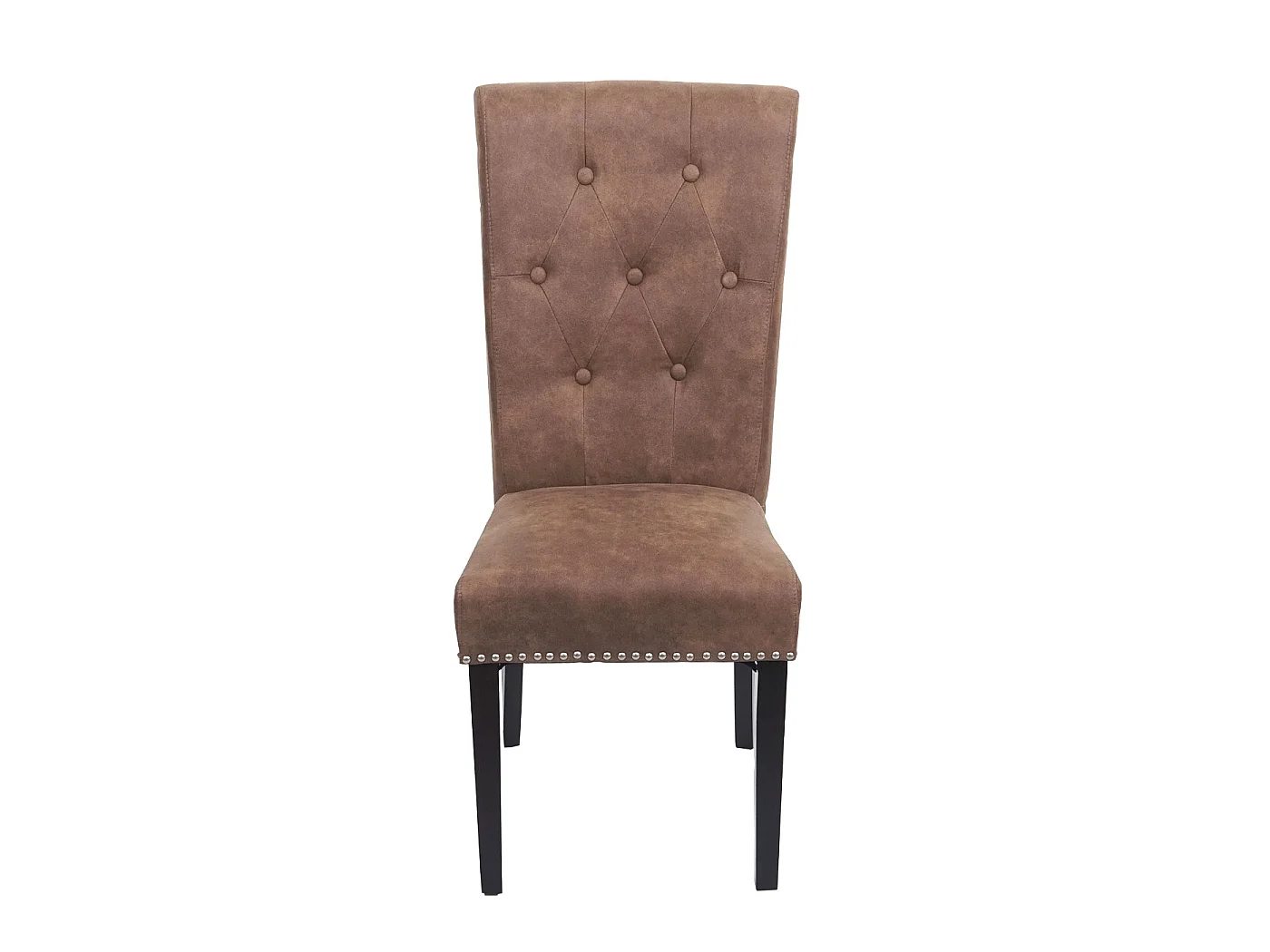 Chaise de salle à manger Chesterfield II (lot de 2),  tissu/textile marron pieds foncés