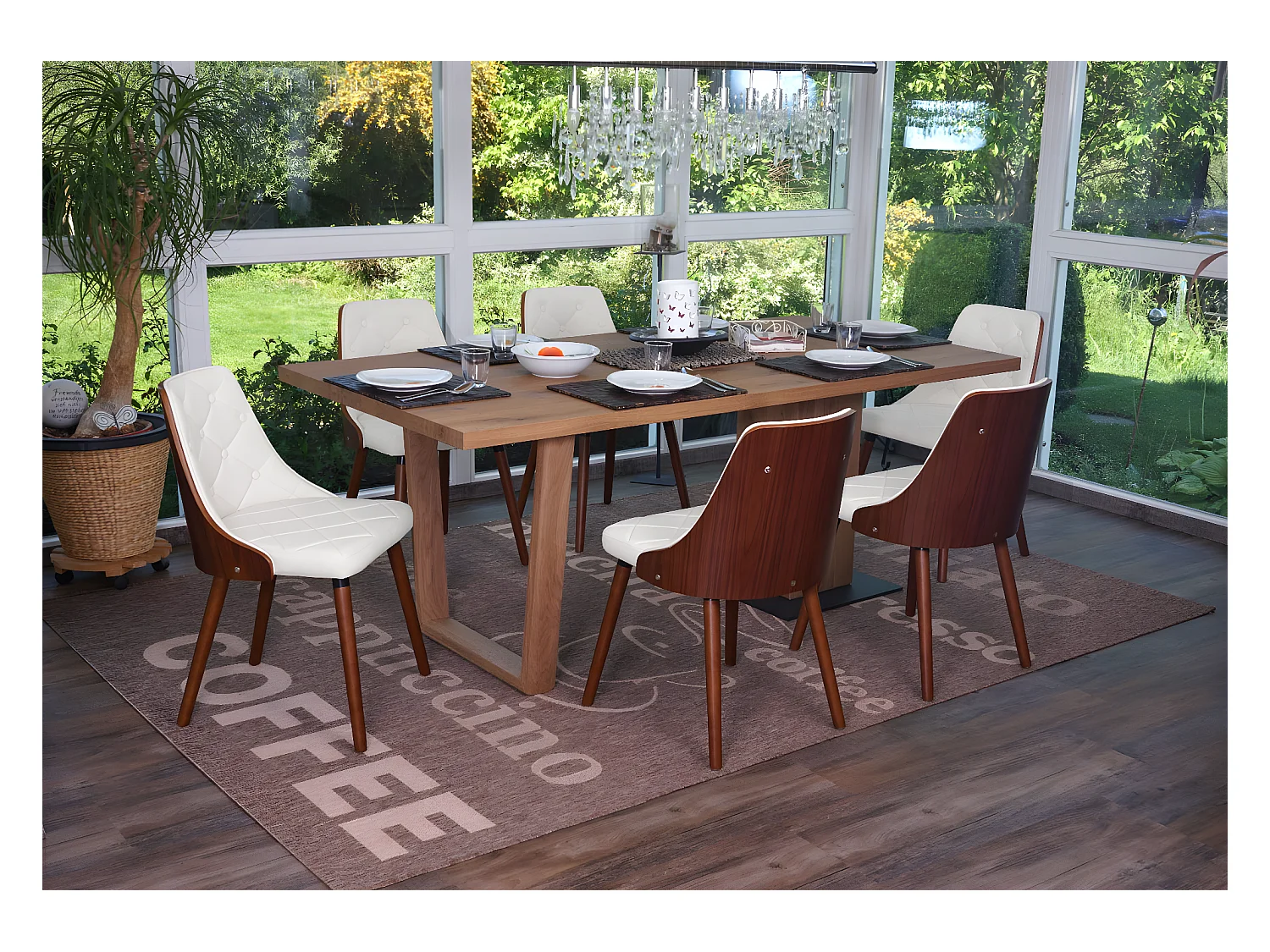 Chaise de salle à manger MCW-A75 (lot de 6),  similicuir blanc