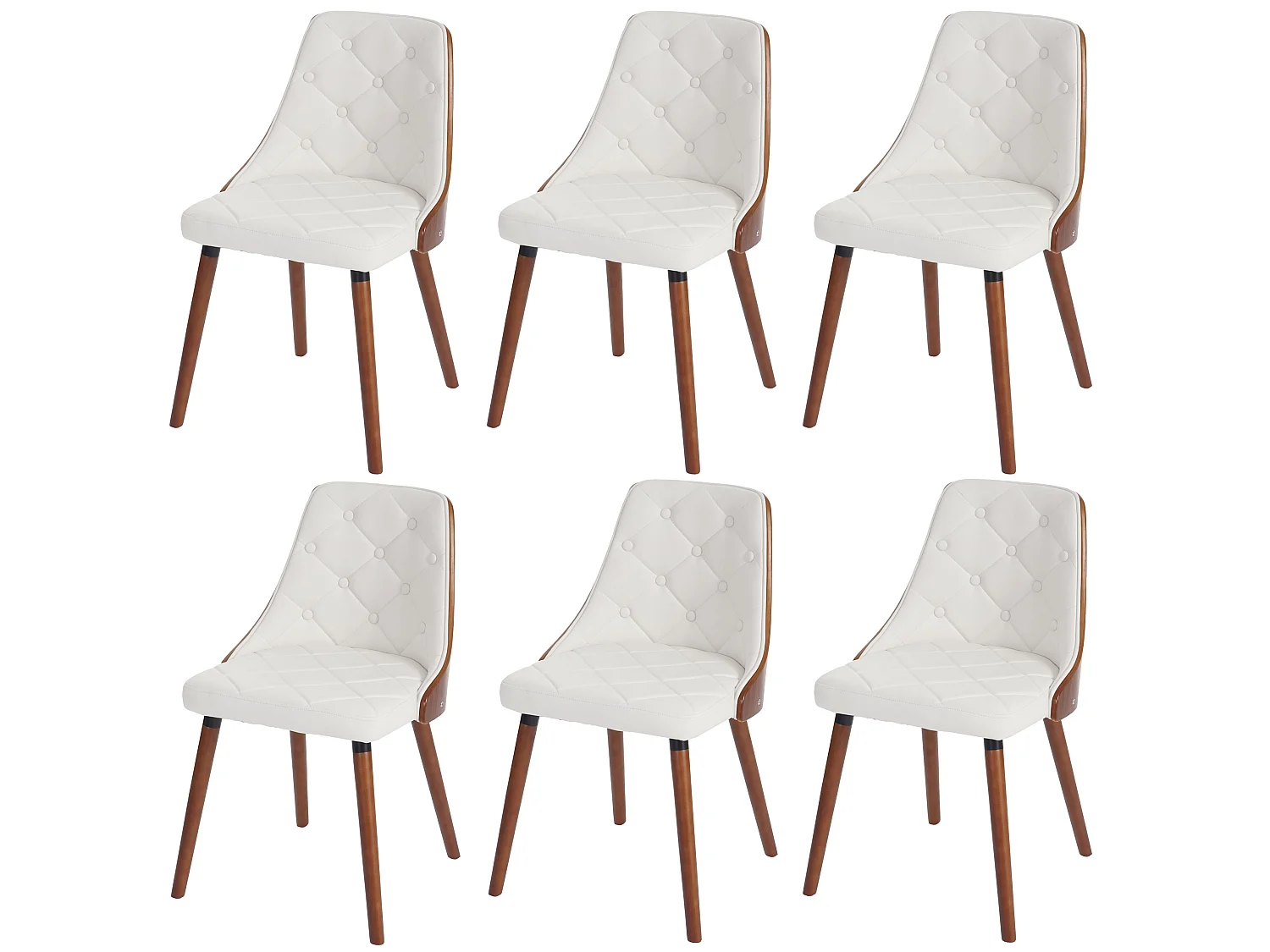 Chaise de salle à manger MCW-A75 (lot de 6),  similicuir blanc