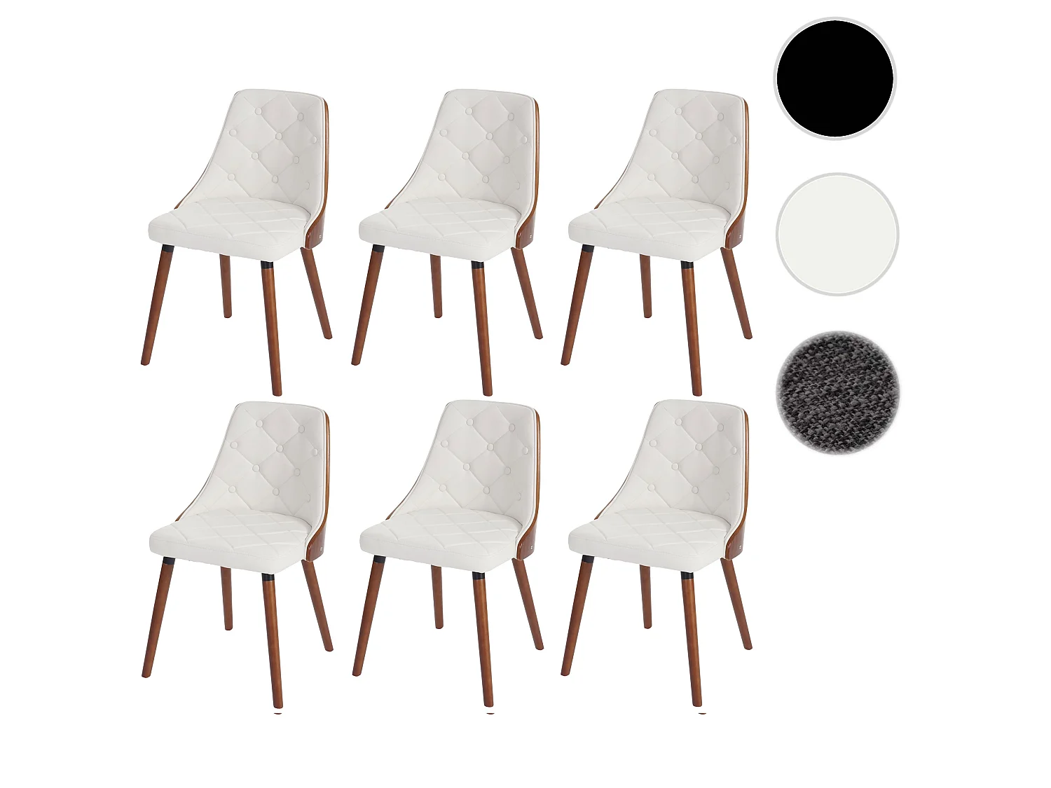 Silla de comedor MCW-A75 (juego de 6),  polipiel blanca