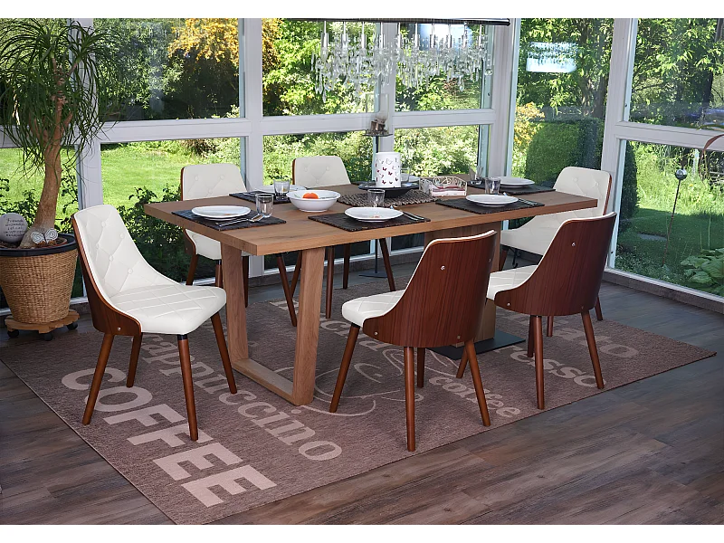 Chaise de salle à manger MCW-A75 (lot de 6),  similicuir blanc