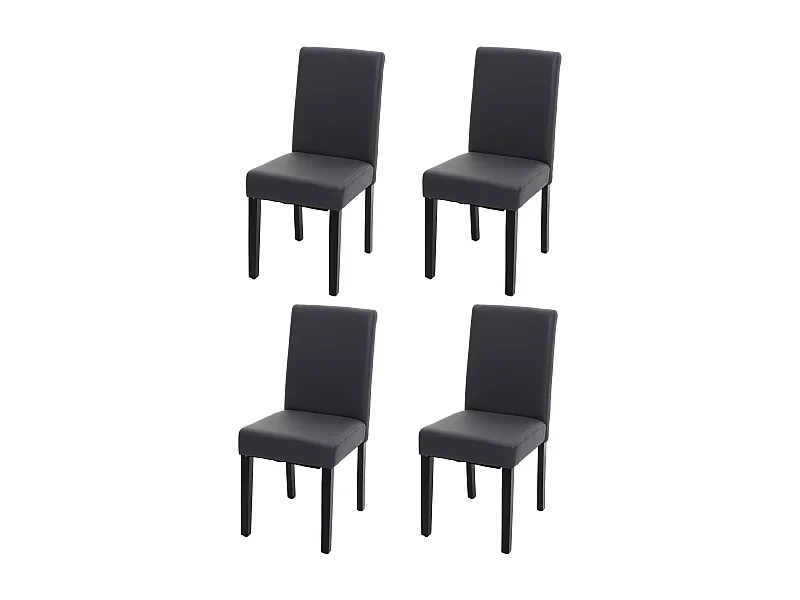 Littau eetkamerstoel (set van 4),  kunstleer, mat grijs, donkere poten