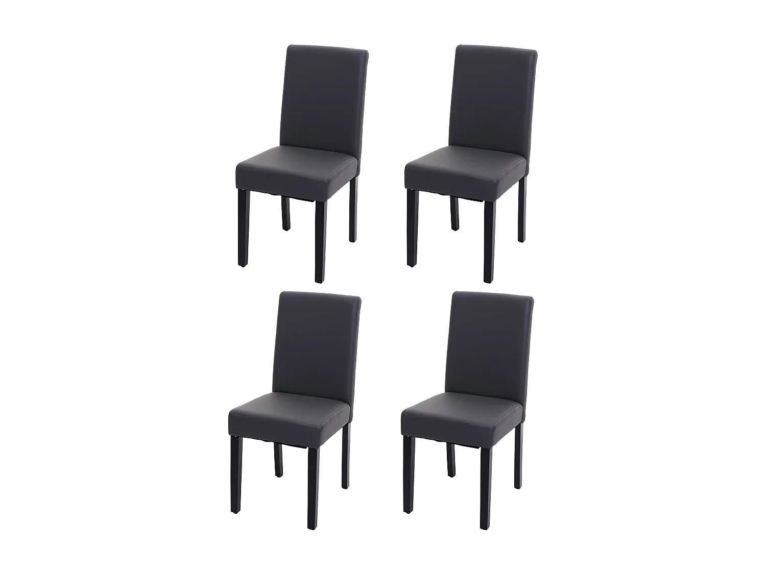 Chaise de salle à manger Littau (lot de 4),  similicuir, gris mat, pieds foncés