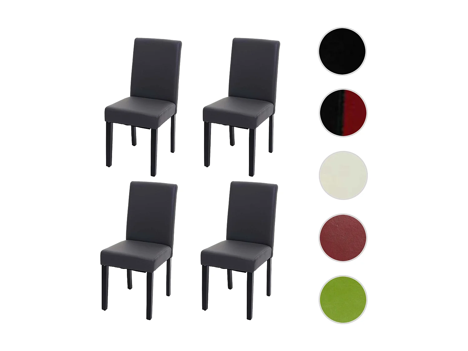 Chaise de salle à manger Littau (lot de 4),  similicuir, gris mat, pieds foncés