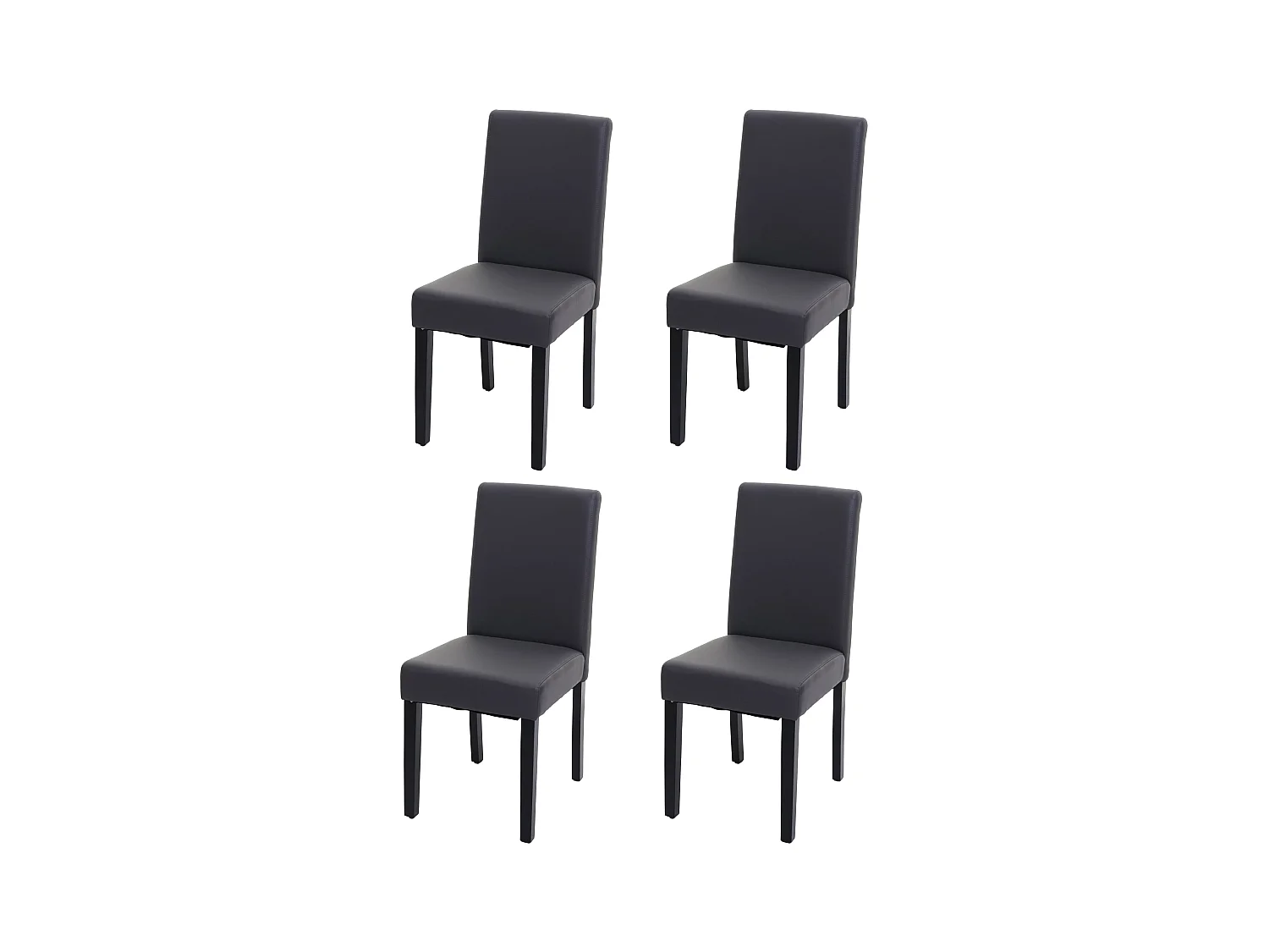 Chaise de salle à manger Littau (lot de 4),  similicuir, gris mat, pieds foncés