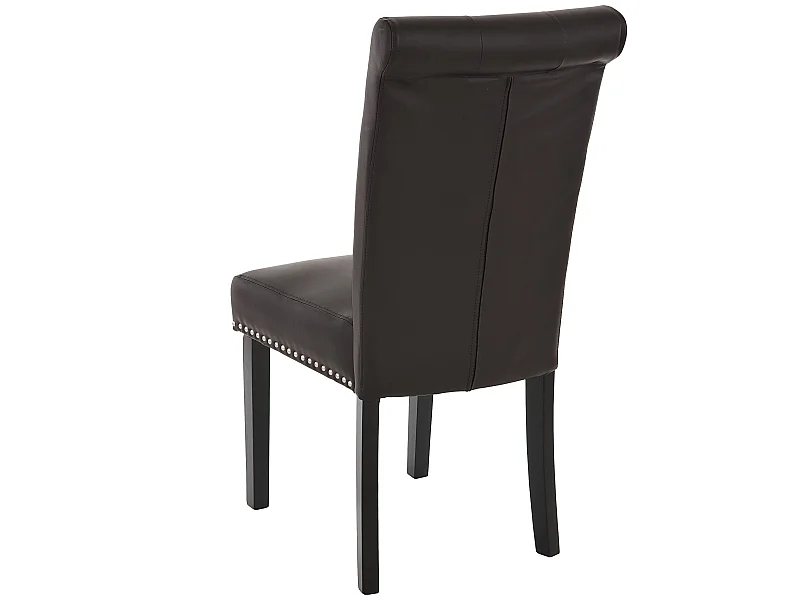 Set 2x sedie vintage retrò inglesi sala pranzo Chesterfield II ecopelle marrone piedi scuri