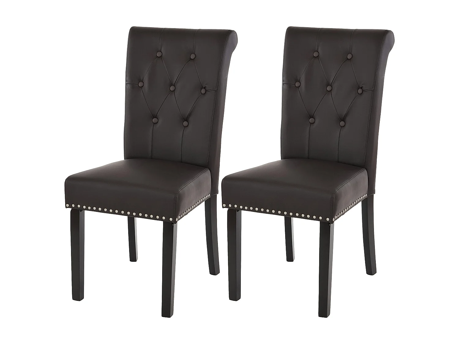 Eetkamerstoel Chesterfield Il (set van 2),  kunstleer, koffie, donkere poten