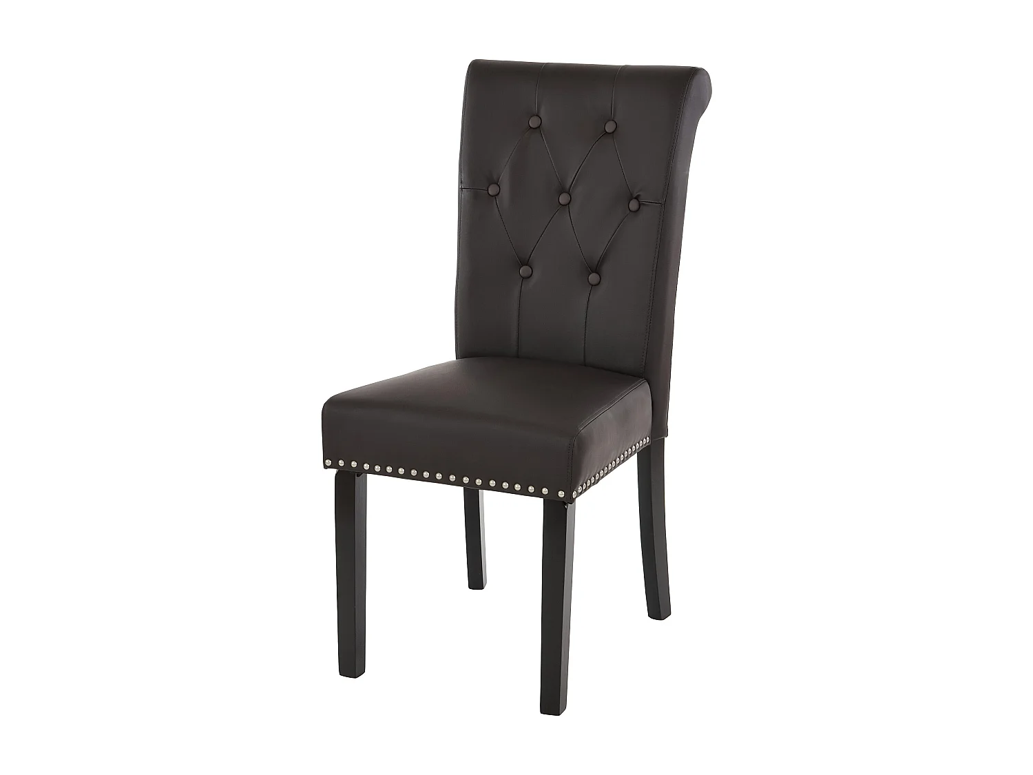 Eetkamerstoel Chesterfield Il (set van 2),  kunstleer, koffie, donkere poten