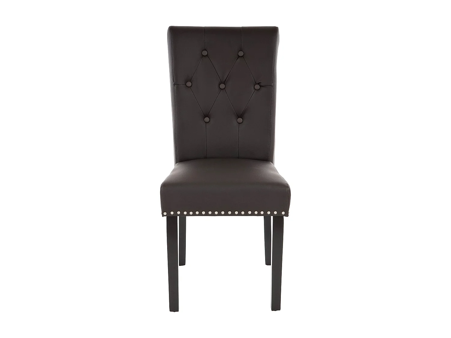 Eetkamerstoel Chesterfield Il (set van 2),  kunstleer, koffie, donkere poten
