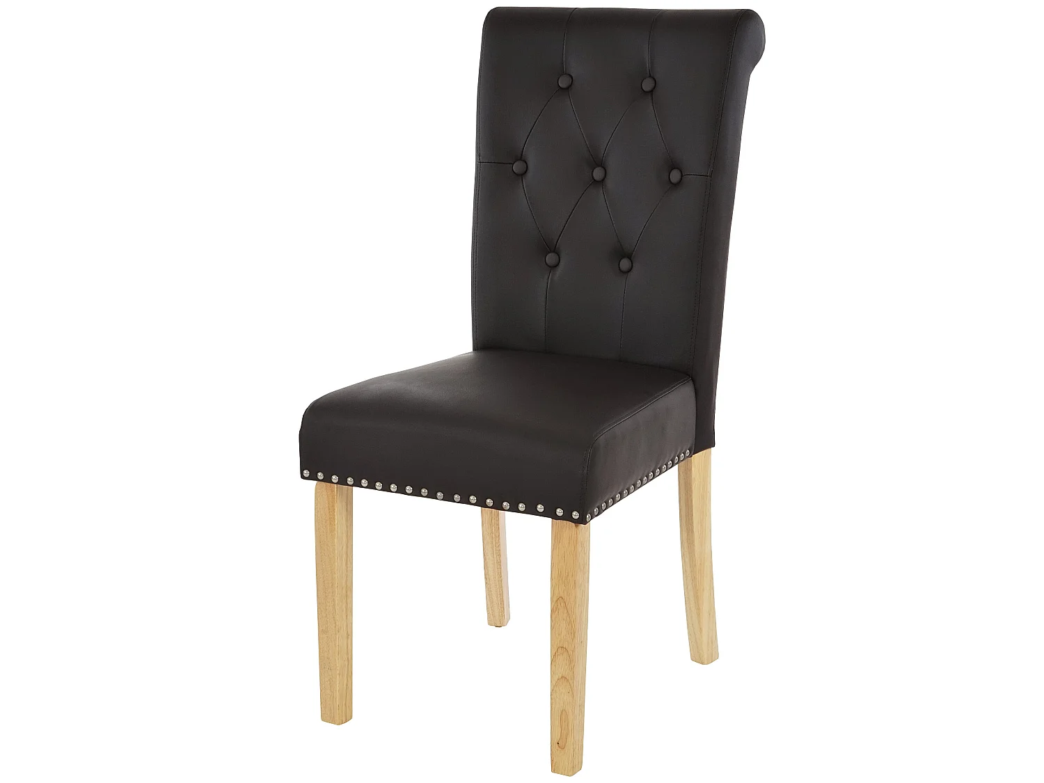 Eetkamerstoel Chesterfield Il (set van 2),  kunstleer, koffie, lichtgekleurde poten