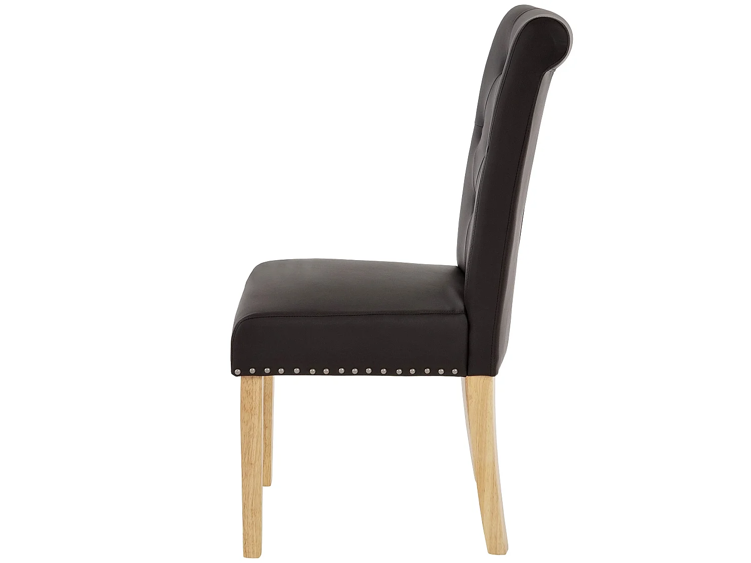 Eetkamerstoel Chesterfield Il (set van 2),  kunstleer, koffie, lichtgekleurde poten