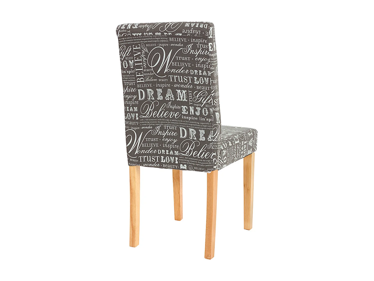 Chaise de salle à manger Littau Schrift (lot de 4),  tissu gris words fabric, pieds clairs