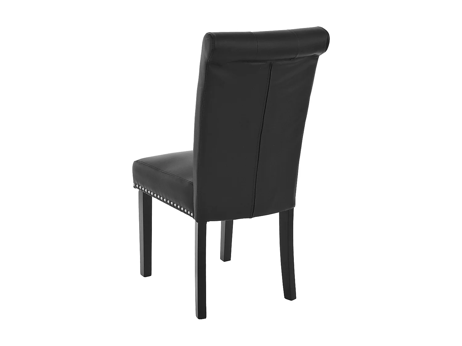 Krzesło do jadalni Chesterfield II (zestaw 6 sztuk),  imitacja skóry, czarne, ciemne nogi