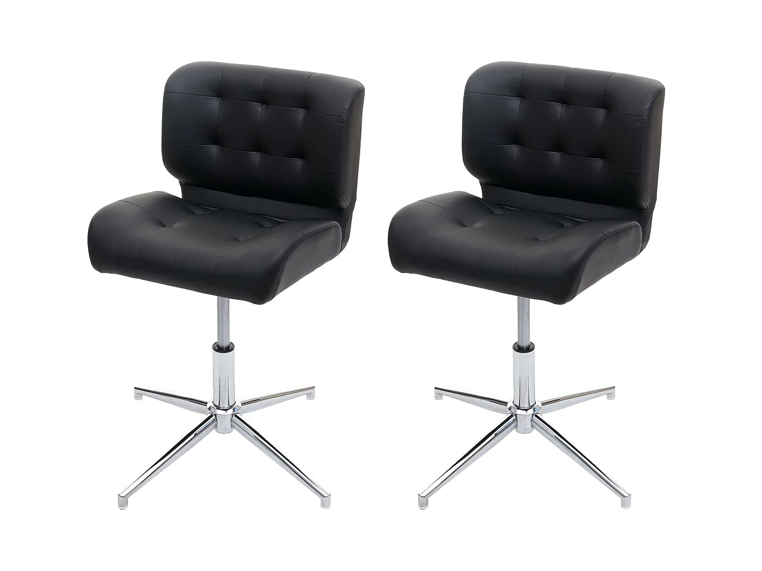 Chaise de salle à manger MCW-H42 (lot de 2),  similicuir noir, pied chromé