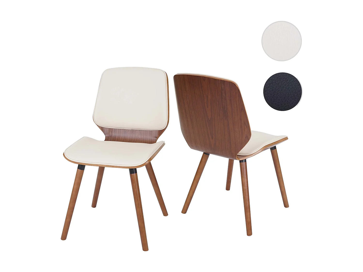 Eetkamerstoel MCW-B16 (set van 2),  kunstleer crème