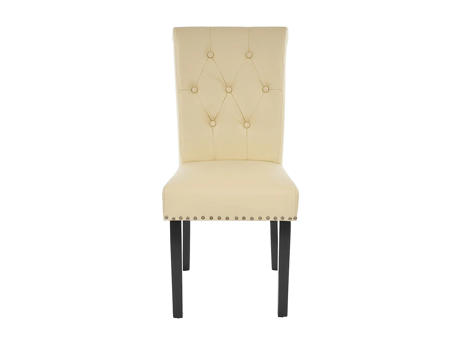 Eetkamerstoel Chesterfield Il (set van 2),  kunstleer, crème, donkere poten