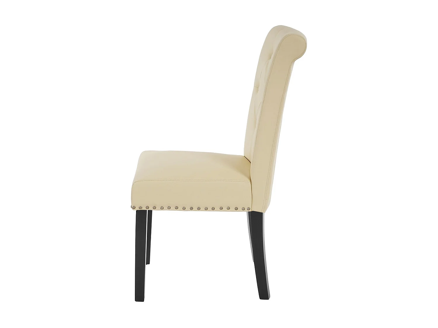 Eetkamerstoel Chesterfield Il (set van 2),  kunstleer, crème, donkere poten