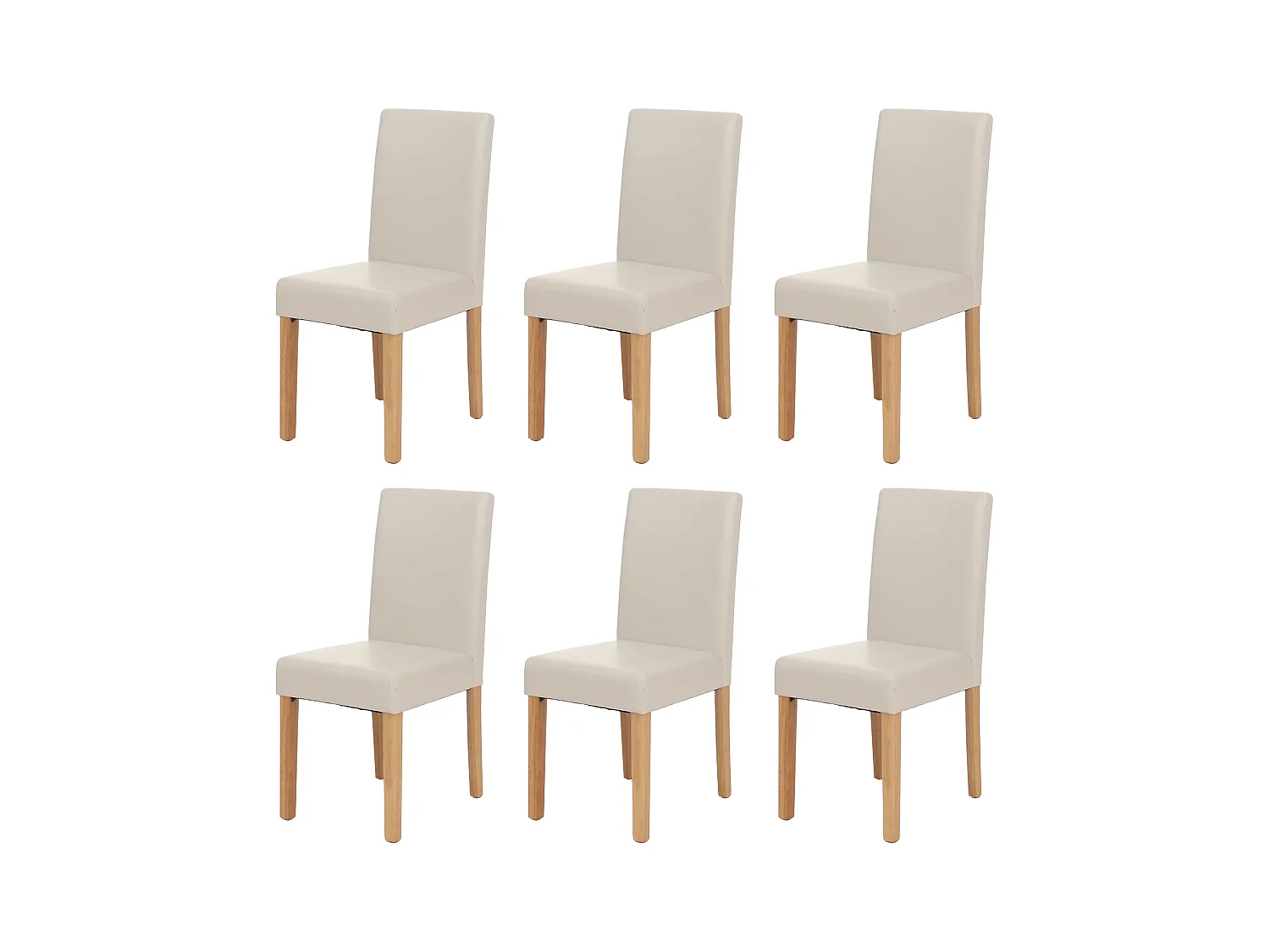 Chaise de salle à manger Littau (lot de 6),  cuir blanc, pieds clairs