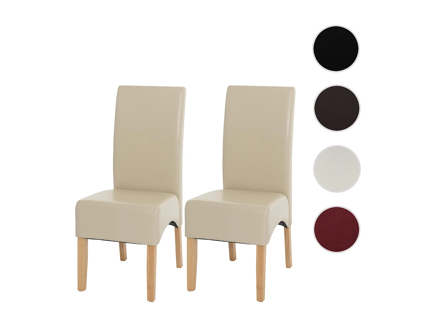 Cadeira de jantar Crotone (conjunto de 2),  creme, pernas de cor clara