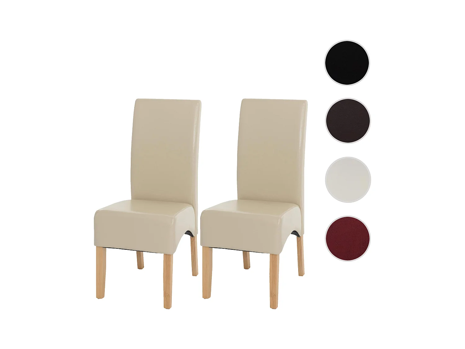 Chaise de salle à manger Crotone (lot de 2),  couleur crème, pieds clairs