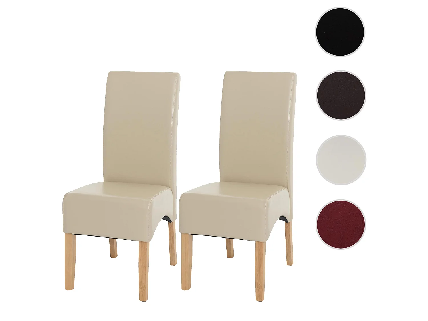 Eetkamerstoel Crotone (set van 2),  crème, lichtgekleurde poten