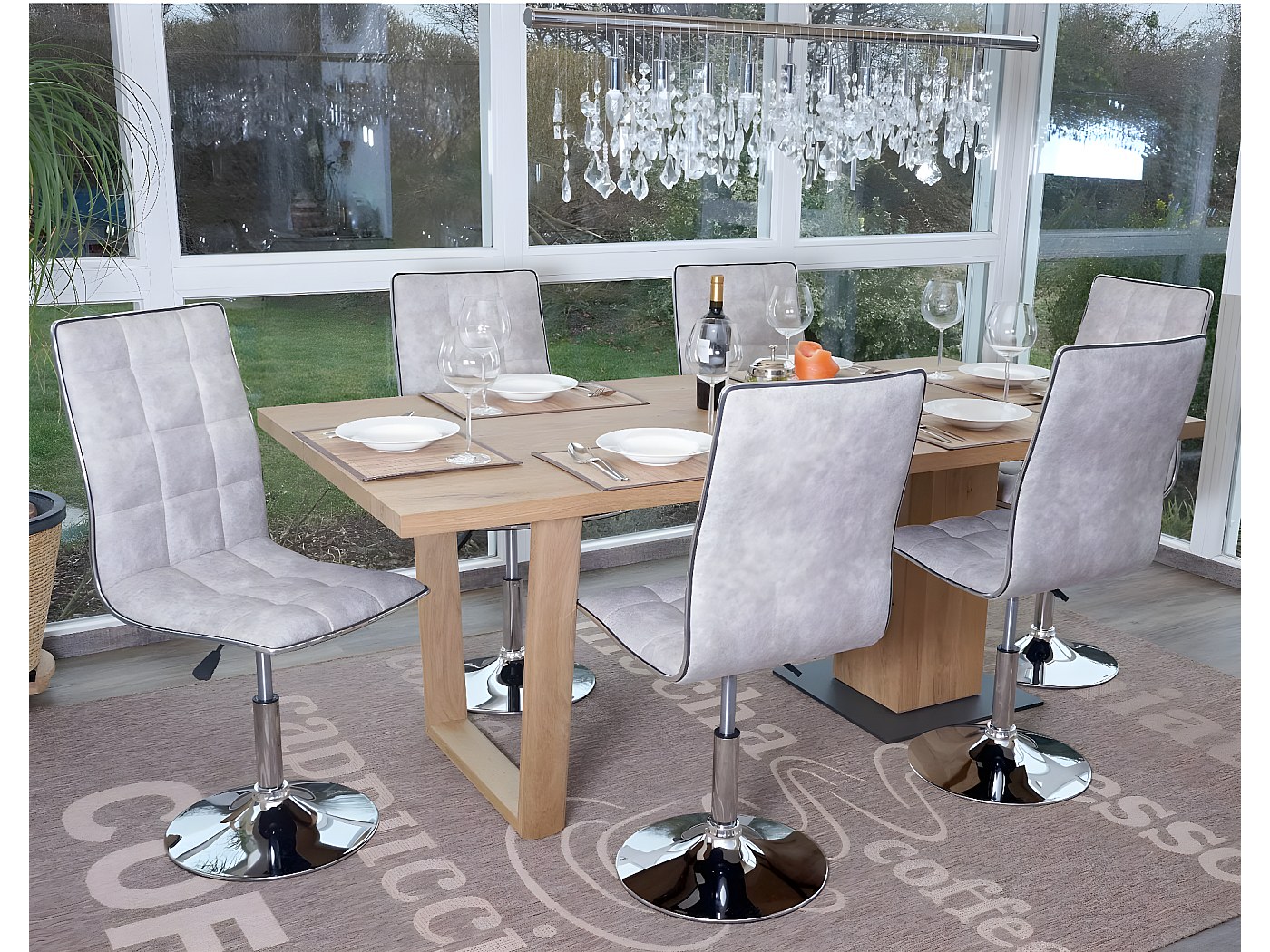 Lot De 6 Chaises De Salle à Manger MCW-K30, Pivotantes, Gris Foncé, Tissu Texturé