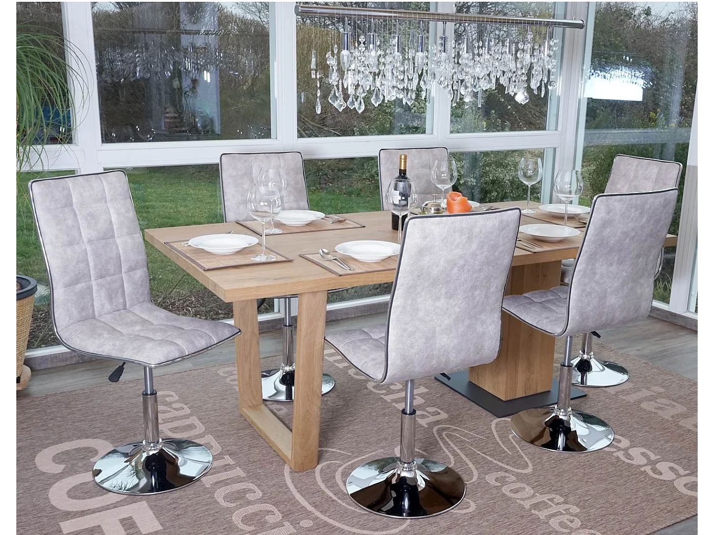 Chaise de salle à manger MCW-C41 (lot de 6),  vintage gris silex