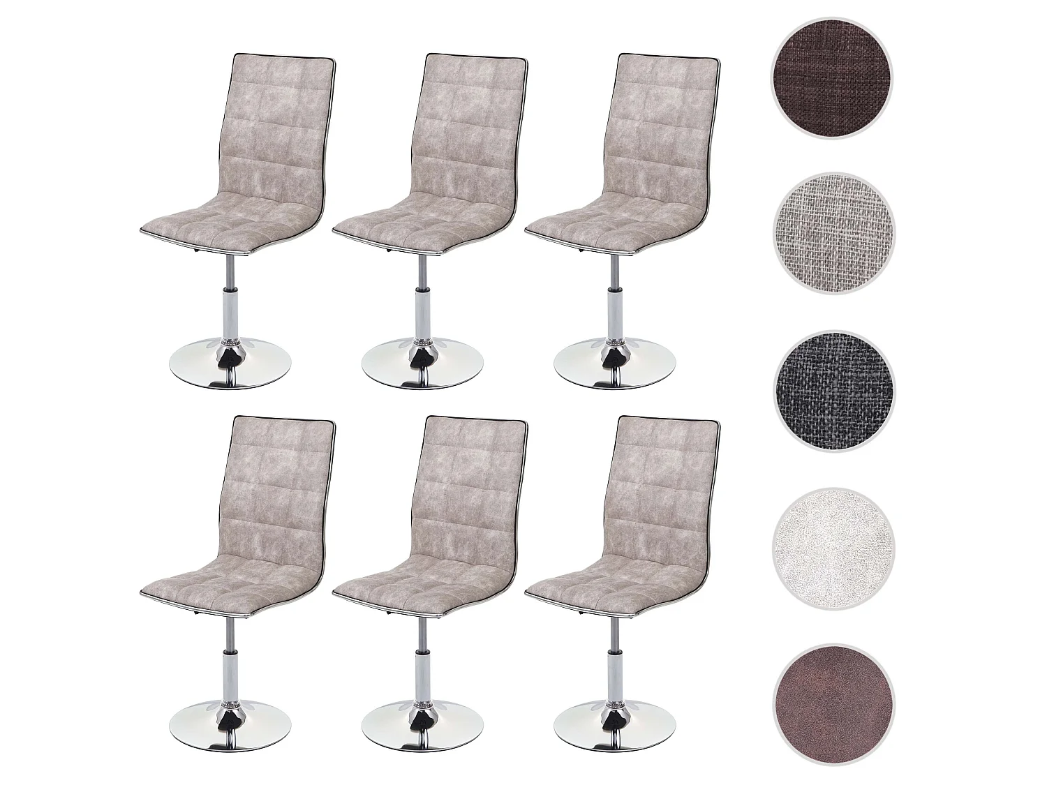 Chaise de salle à manger MCW-C41 (lot de 6),  vintage gris silex