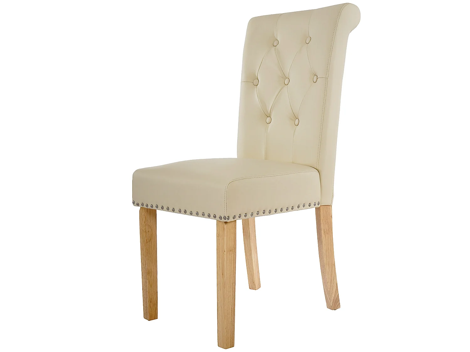 Set 6x sedie Chesterfield II ecopelle sala pranzo avorio piedi chiari