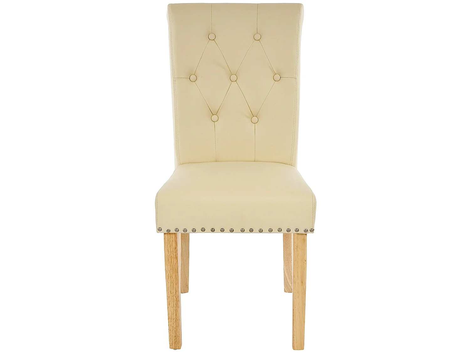 Set 6x sedie Chesterfield II ecopelle sala pranzo avorio piedi chiari