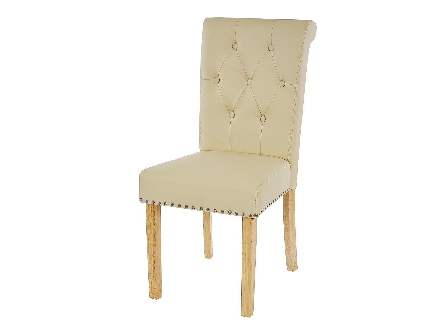 Silla de comedor Chesterfield II (juego de 6),  imitación de cuero, crema, patas ligeras