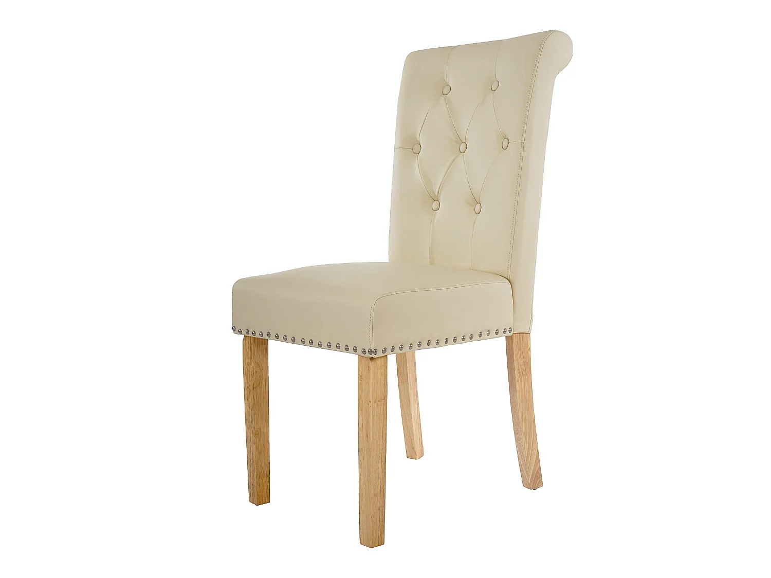 Silla de comedor Chesterfield II (juego de 6),  imitación de cuero, crema, patas ligeras