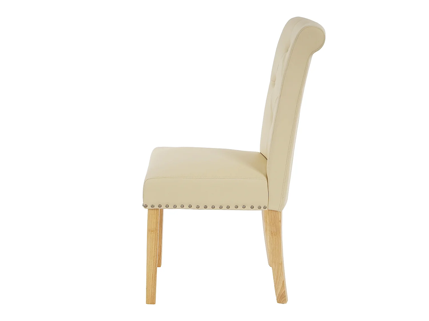 Silla de comedor Chesterfield II (juego de 6),  imitación de cuero, crema, patas ligeras