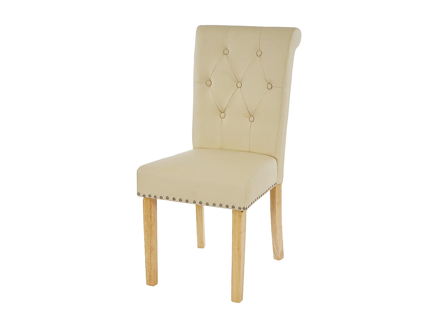 Chaise de salle à manger Chesterfield II (lot de 6),  similicuir crème, pieds clairs