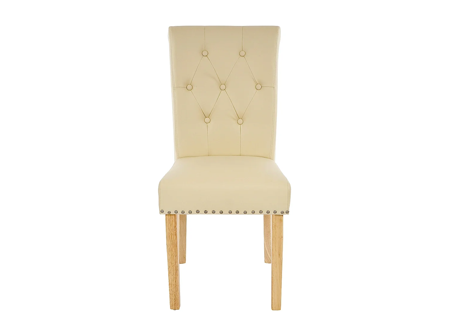 Chaise de salle à manger Chesterfield II (lot de 6),  similicuir crème, pieds clairs