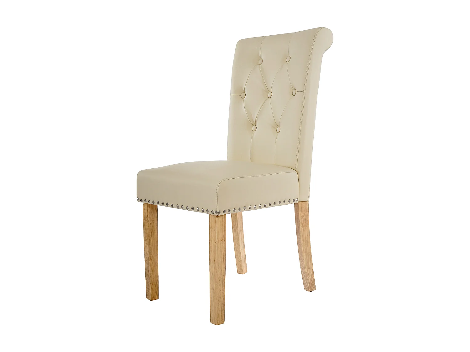 Silla de comedor Chesterfield II (juego de 6),  imitación de cuero, crema, patas ligeras